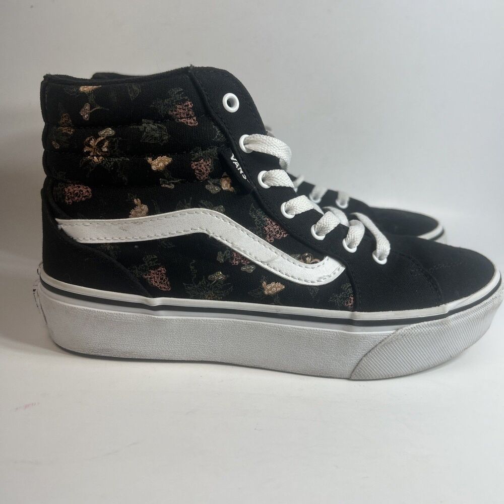 Vans Filmore High Sneakers Size 4 Youth Garden Floral Black/White Skate Shoes